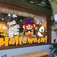 Halloween Pumpkin Witch Pattern Sticker Halloween Decoration Glass Window Sticker Shop Cafe Decorati