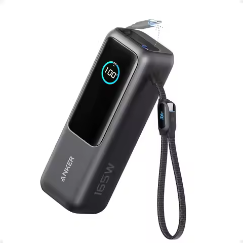 Anker Laptop Power Bank, 25,000mAh Portable Charger with Triple 100W USB-C Ports, Built-in Retractab