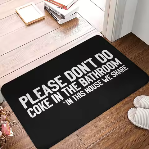 1 Lightweight Machine Washable Polyester Rectangular Doormat - Non-slip with "Don't Drink Coke in th