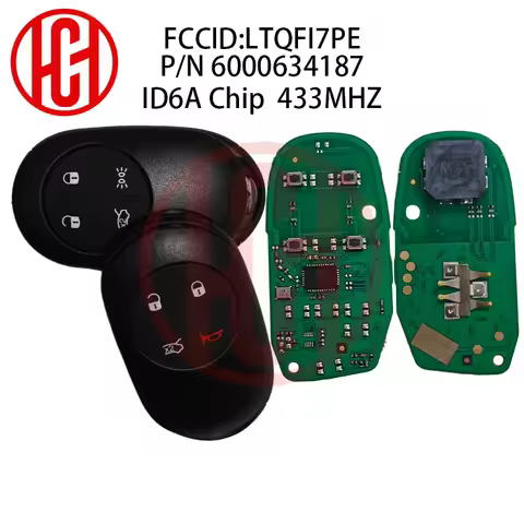 ID6A Chip Car Key 433MHz ATMEL AES 4 Buttons FCC ID: LTQFI7PE P/N 6000634187 For Fiat 500E 500 2020 