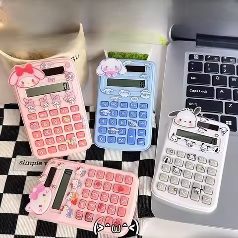 Anime Cartoon Kawaii Sanrio New Pochacco Pocket Calculator Mini Compact Take It with You Carry Solar