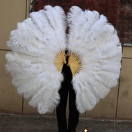 LEMONTRELQAT Handheld Fur Fan, 12 Bones Big Red Ostrich Folding Fan, 30*52cm 35*60cm Runway  Props C