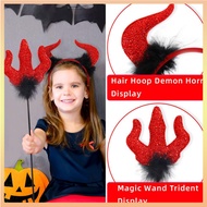 Convenient Halloween Bullhorn Hairband Quality Devil Fork Set Simple Functional Halloween Hair Acces