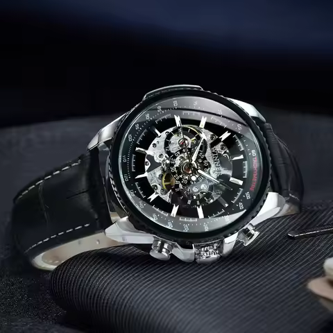 WINNER Military Skeleton Automatic Watch for Men Luminous Pointers Sport Steampunk Mechanical Watche