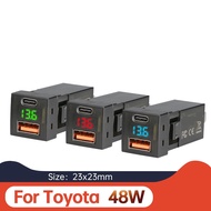 【YOSHOP】-48W Voltmeter Fast car charger usb for toyota Quick charging voltmeter