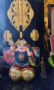 東密日本大黑天神敦煌彩繪色彩神像（日本福德正神），（高21cm樹脂造好墜手），適合供奉或家居風水擺設，招财進寶，正财偏财，助旺營商投資，豐衣足食，飲食無憂，生活富足，守護家庭產業不败落，消災守護，破除