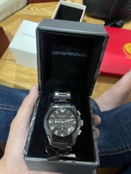 ARMANI Ceramica 巔峰奢華陶瓷三眼男性手錶(AR1400)-黑面/42mm