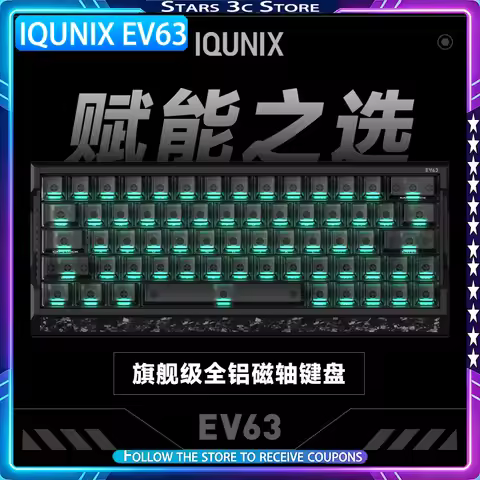 IQUNIX EV63 Hall Effect Keyboard Aluminum Alloy 0.01mm RT 8k Low Latency Esports Gaming Keyboard Com