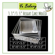6"/7"/8"/9" inch/inci Square Cake Mould Baking Pan 3.3"/3.5" Height Loyang Kek Empat Segi Acuan Peta