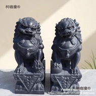 A Pair of Lions Lions Stone Carving Small Stones Lions Lapis Lazuli Lions Household Door Carved Lapi