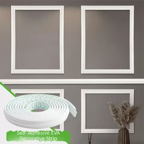 3m/bag EVA Material Self-Adhesive Wall Trim Paintable Surface Flexible Bendable Design Wall Waist Li