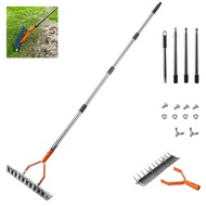 Thatch Rake With Handle For Lawns15-Inch Garden Rake Heavy Duty Adjustable For Gardening 19 Tines 10