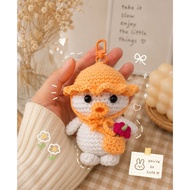 GANTUNGAN Ducky Crochet Keychain | Ducky Flower Bag Crochet Keychain | Handmade Amigurumi Cute Bag H