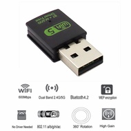 600Mbps USB WiFi ตัวแปลงบลูทูธ Dual Band 2.4/5.8Ghz ตัวรับสัญญาณภายนอกไร้สาย RTL8821CU ดองเกิล WiFi มินิสำหรับ Pc/laptop Xinggeishuyong