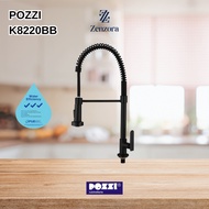 POZZI K8220BB Modern Pull Out Spring Spout Kitchen Sink Tap in Black