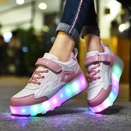 รองเท้ารองเท้าสเก็ตสำหรับเด็กสะท้อนแสงไฟ Led 2ล้อรองเท้าผ้าใบสเก็ตรองเท้าบินชาร์จไฟได้เด็กผู้ชายเด็ก