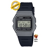 (Unisex CASIO F-91WM-1BDF Grey Case,Square Dial Black Resin Strap Digital Watch