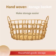 Multifunction Woven Paper Basket Round Organizer for Fruits Toys Desk Kitchen Storage Natural Home D