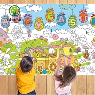 ZILUOLAN Easter Giant Coloring Poster, Art Craft Cartoon Bunny Easter Tablecloth, Doodle DIY Jumbo C