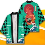 Anime Demon Slayer: Kimetsu No Yaiba Cosplay Cardigan Kimono Haori Loose Causal Coat Tanjirou Shinob