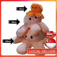 🌈【SG READY STOCK】50cm 90cm 120cm BIGGEST Reversible Flip Octopus Plush Toy Gifts Mood Octo for Kids 
