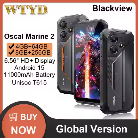 Blackview Oscal Marine 2 Rugged Phone 8GB+256GB 6.56'' HD+ Display 11000mAh Android 15 Unisoc T615 4