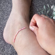 925銀腳手鍊，粉紅珊瑚腳鍊，金牛座水晶，巨蟹座標誌石