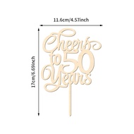 YOMDID Cheers To 50 Years Cake Topper Wooden 50th Birthday Cake Topper Nice Cake Sign for 50th Anniv