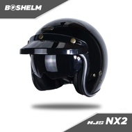 BOSHELM Helm Retro NJS NX2 HITAM GLOSSY Helm Half Face SNI [PROMO]