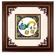 『府城畫廊-台灣工藝品』水琉璃－事事如意－60x60－(立體裱框，高質感掛匾)－請看關於我聯繫－A23-08