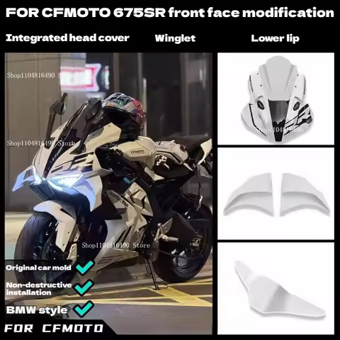 for cfmoto 675SR Modified One-piece Head Cover, Racing Windshield, Rear Wing, Lower Lip, Fuel Tank C