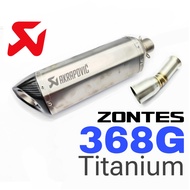 Design Akrapovic Slip On Exhaust ZONTES 368G New Ekzos Tabung Long Stainless Steel Link Pipe + Titan