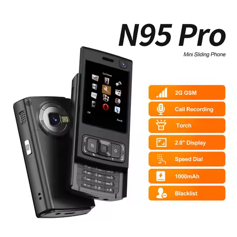 SERVO N95 PRO Mini Slider Mobile Phone 2.0" Display GSM 2 SIM Card Speed Dial Magic Voice Wireless R