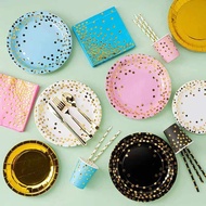 8pcs/pack Disposable Party Paper Plate Cup Party Decoration Plat Pakai Plat Kertas Sekali Pakai