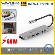 Wavlink USB C Hub 4K Video Extender อลูมิเนียม PD 7-in-1 USB C เป็น HDMI USB A MicroSD และ SD Card R