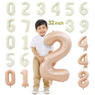 INS 32Inch Cream Caramel 0-9 Number Foil Balloon Star Love Birthday Decoration DIY Party Supplies