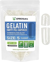 XPRS Nutra Size 5 Empty Capsules - Clear Empty Gelatin Capsules - DIY Capsule Filling - Fillable Pur