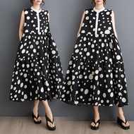Oladivi Plus Size Fashion Polk Dot Printed Women Sleeveless Sundress Casual Loose Dress 2024 Summer 