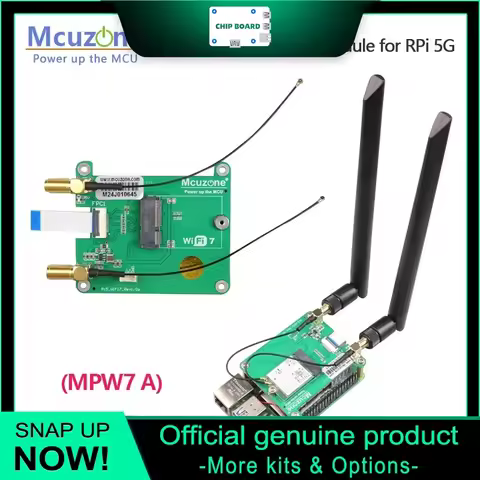 Model MPW7 Raspberry Pi 5 PCIe to M.2 WiFi7 Module, supporting BE200, AX210, AX200, compatible with 