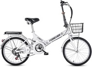 Fashionable Simplicity 7 Speed Folding Bike for Adult Men And Women Teens 20 Inch Mini Lightweight Foldable Bicycle for Student Office Worker Urban Environment (Color : White)