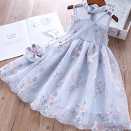 Dress for Girls 2022 New Summer Fashion Children's Hanfu Clothes Sleeveless Vintage Net Yarn Kids Dresses