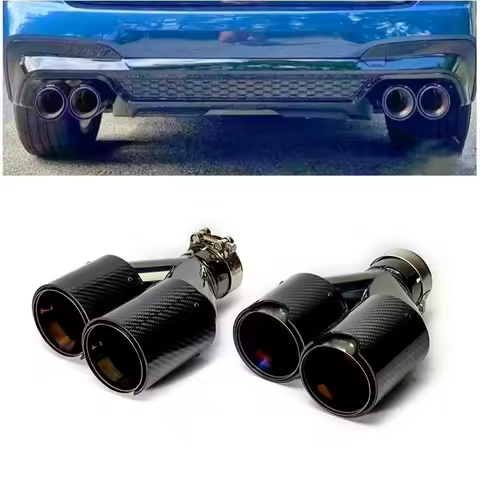 1 pair Dual M Performance Carbon Fiber Exhaust Tip H shape Muffler Tip tailpipe for car exhaust Univ
