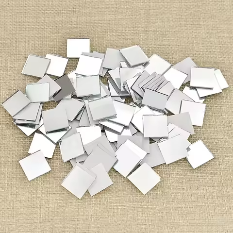 100PCS Mirror Mosaic Small Square Tiles Bulk DIY Craft Supplies Decoration Artwork Handmade Material