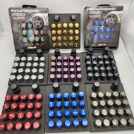 Rays Racing Steel Wheel Nut (Long) M12 x P1.5 Lug Nut and Lock Set (20pcs); Black Chrome Rainbow Blu