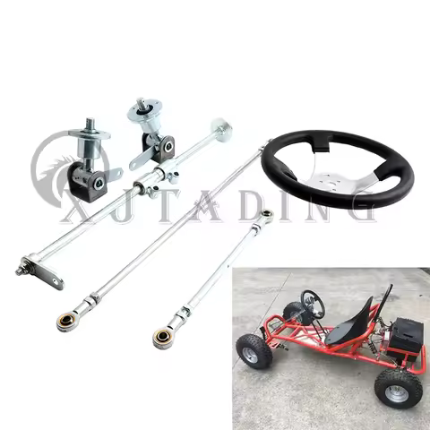 168cc Go kart 300mm Steering Wheel Assembly Strut Knuckle Spindle & 6 Inch Flange For DIY Karting AT