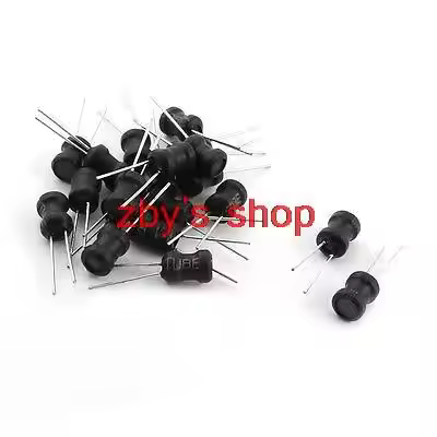20 +-2% x 5.6/6.8/8.2/10/12/15/18/22/27/43mH 50mA 6x8mm 10% Ferrite Core Radial Lead Inductor Black