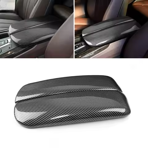 2x ABS Carbon Fiber Center Console Armrest Cover For BMW X5 F15 F85 2014-2018 15 ABS Carbon Fiber Te