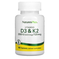 NaturesPlus, Vitamins D3 & K2, 90 Tablets,Exp: 09/27