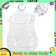 Transparent glass honey jar with lid Honey Jar with Dipper, Clear, 9 Ounces