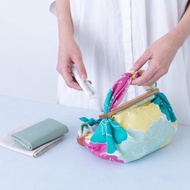 京都風呂敷包巾-姬 中巾-牡丹-綠松紫(有機棉)